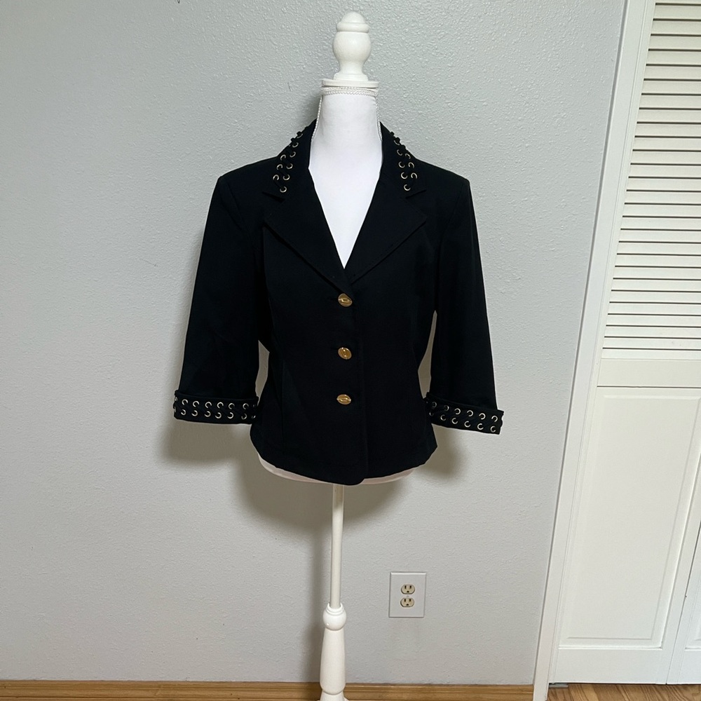 St. John Elegant Black Jacket with Gold Accents - Picture 12 of 12